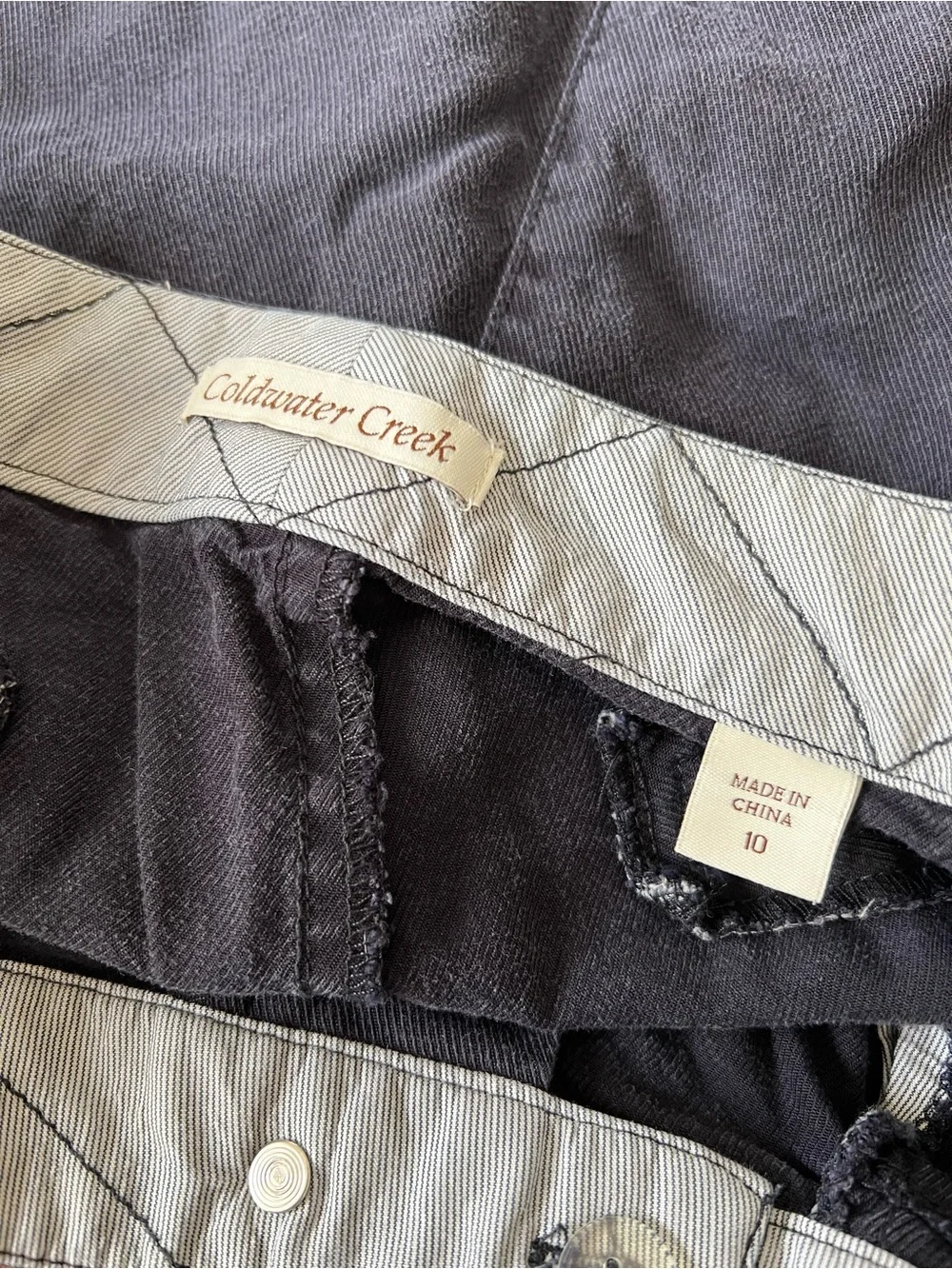 Coldwater Creek Washed blue Skirt with Pinstripe Waistband